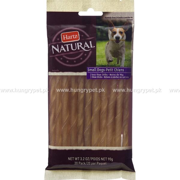 Hartz Natural Beefhide Twist Mini Dog Chews – 20 Sticks