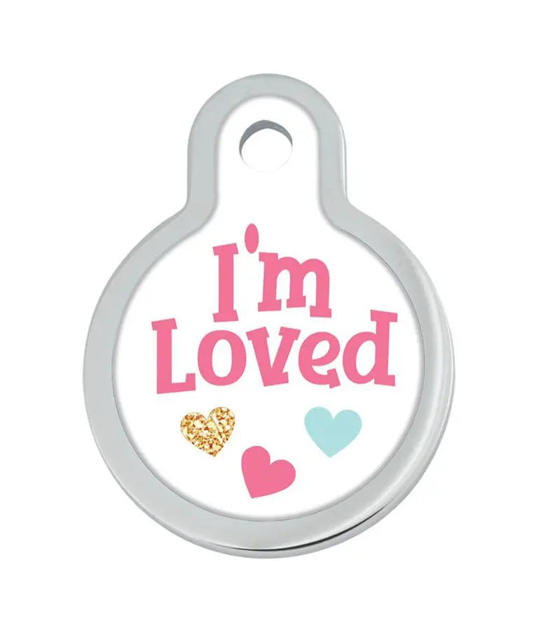 ID TAG CIRCLE SMALL RAISED EDGE I'M LOVED