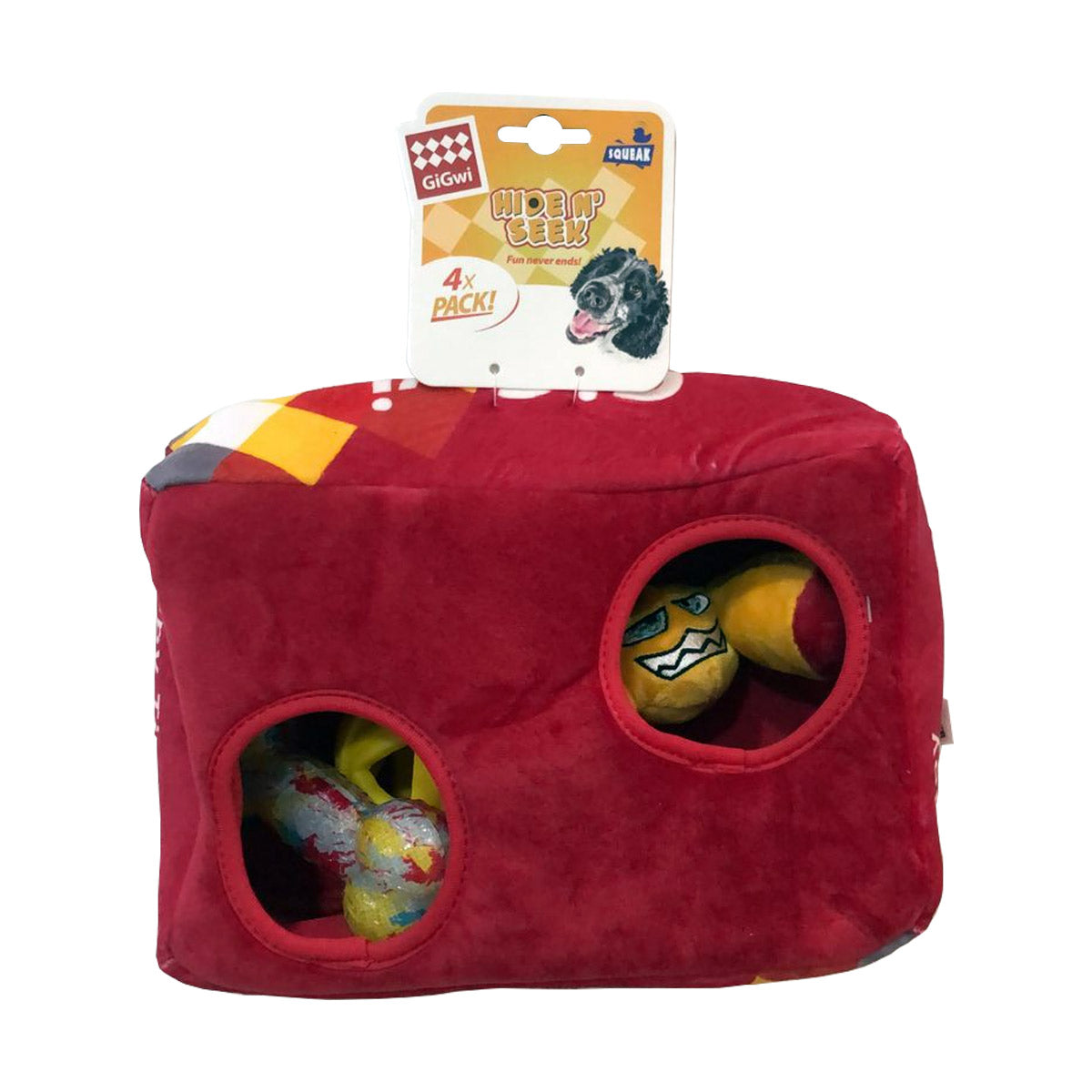 Hide N Seek G-Box with Plush Toy, Breezy Ball &amp; TPR Bone inside