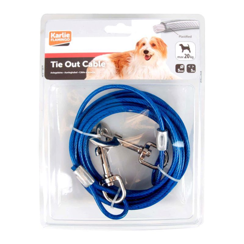TIE OUT CABLE PLASTICIZED BLUE3M5MM