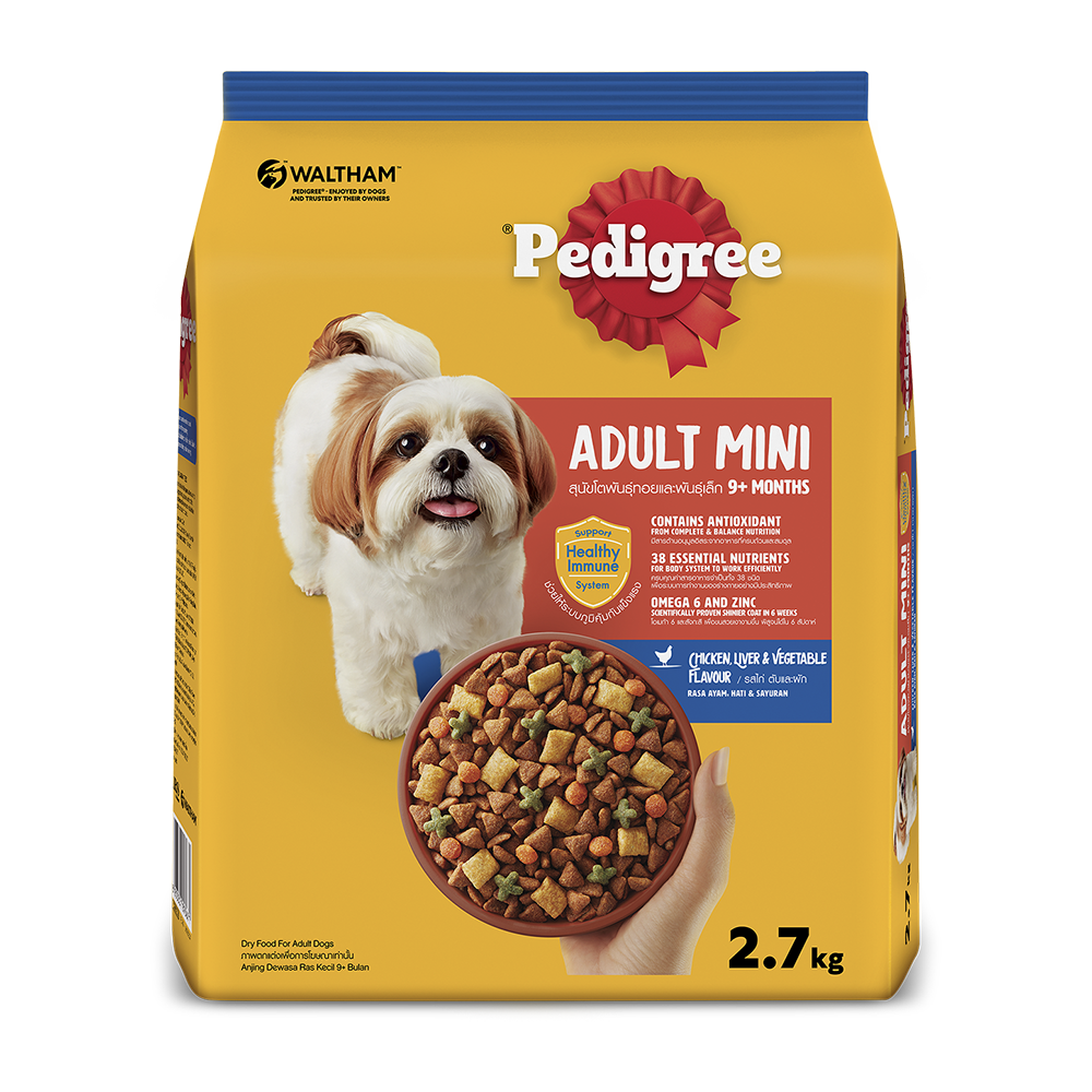 Pedigree 9+ Months Mini Adult Chicken Liver & Vegetable Dry Dog Food 2.7KG