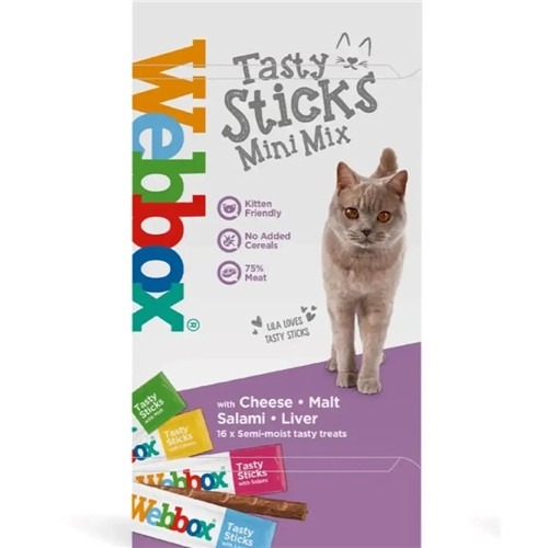 Webbox Tasty Sticks Mini Mix Cat Treats wIth Cheese/Malt/salami/liver(30 g)