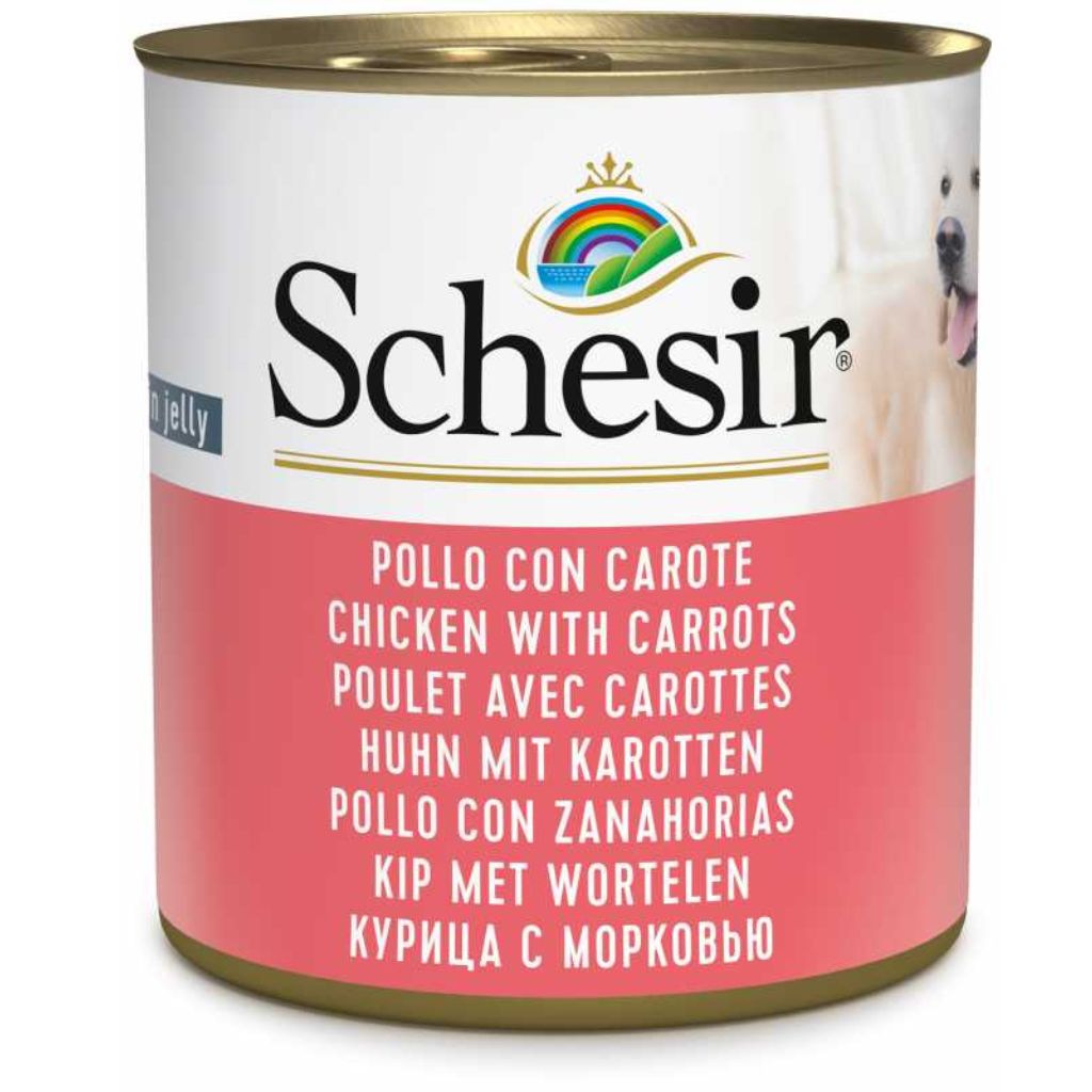 Schesir Dog Wet Food – Chicken with Carrots, 285g Can, Pack of 16