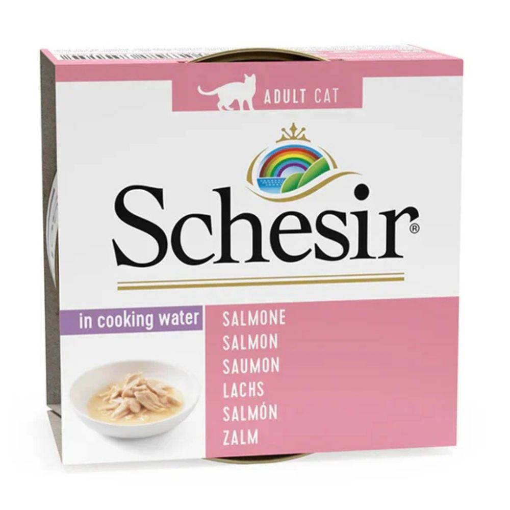 Schesir Cat Wet Food Salmon 85g – 14-Pack Natural Style Premium Wet Food for Cats