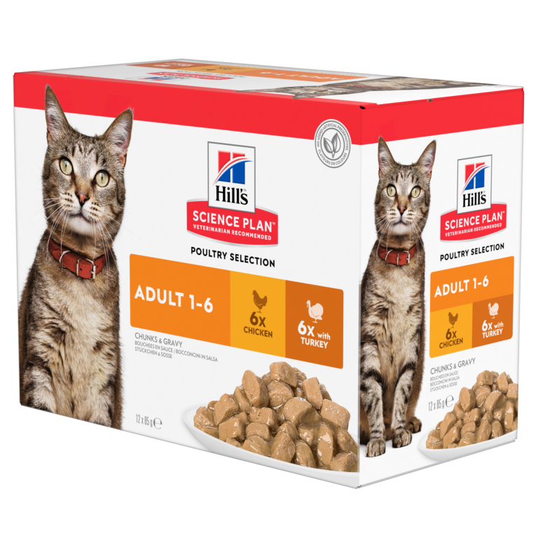 Hill’s Science Plan Adult Wet Cat Food Multipack with Turkey, Chicken Pouches (12x85g)
