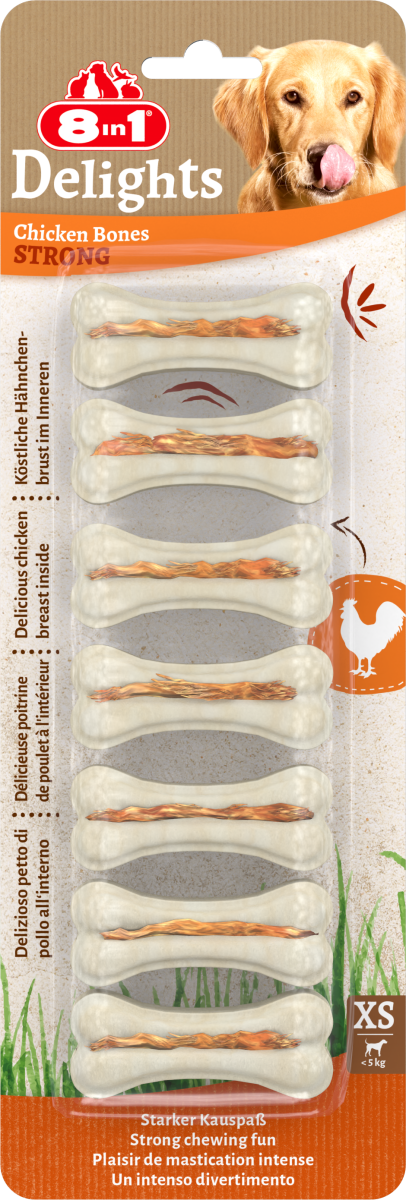 8in1 Delights Chicken Bones Strong XS, 7 pcs, 140 g