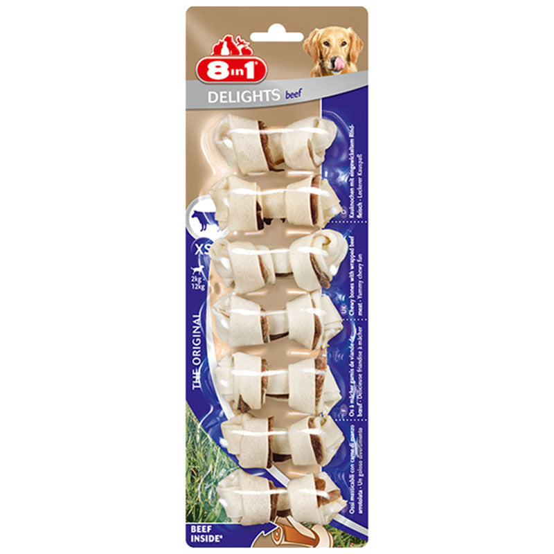 8in1 - Beef Delights Bones, XS - 7 pcs