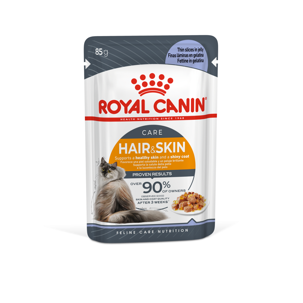 Royal Canin Hair and Skin Care Jelly Cat Food Pouch - 85 g - Pack of 12
