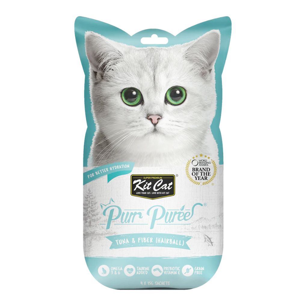 Kit Cat Purr Puree Tuna & Fiber – Hairball Control Cat Treat