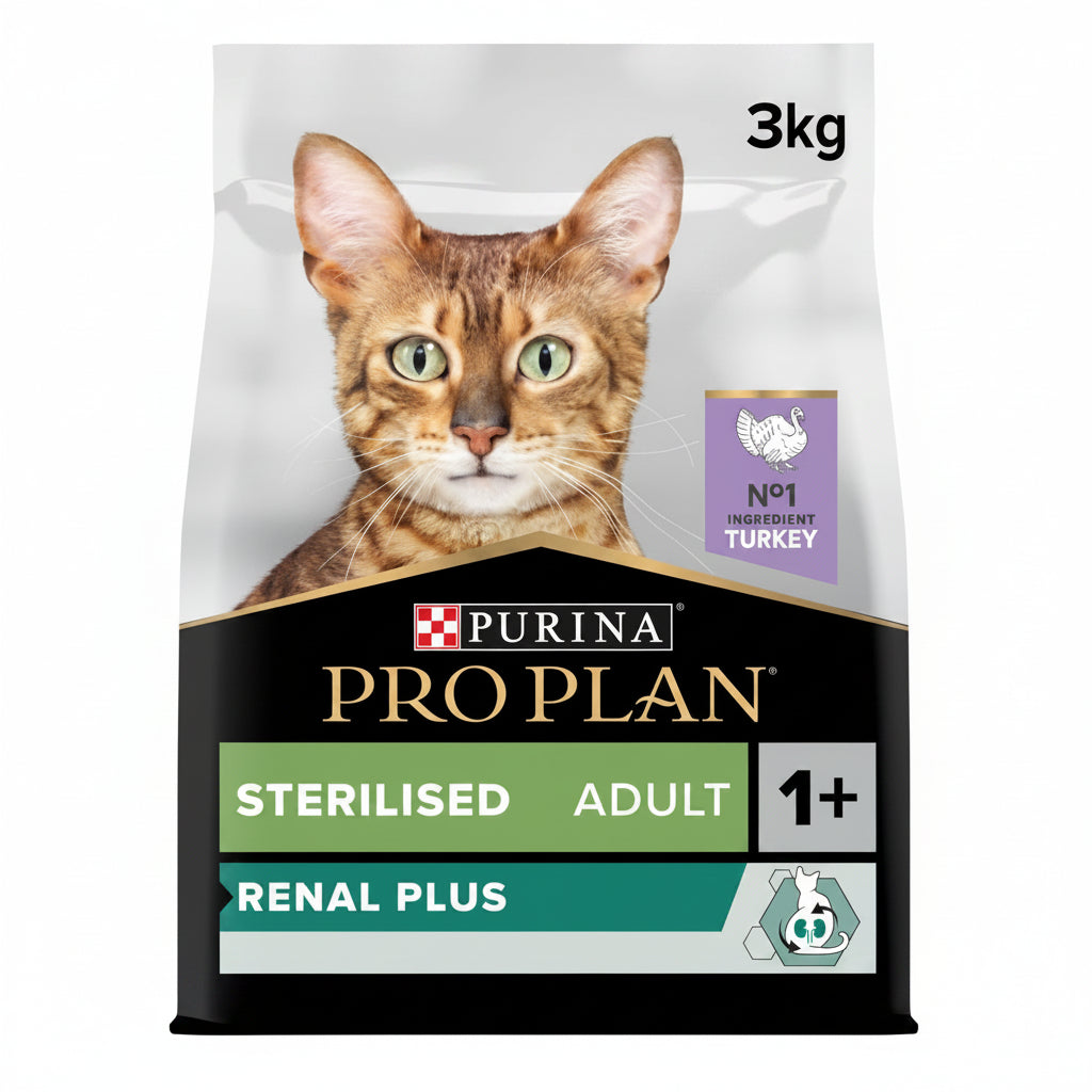 Purina Pro Plan Sterilised Adult Renal Plus Dry Cat Food with Turkey, 3 kg