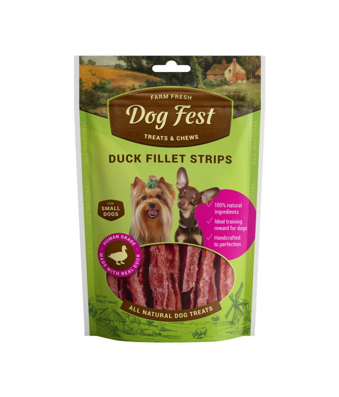 Dog Fest Duck Fillet Strips for Small Dogs – Oven-Baked Natural Treat, 55G