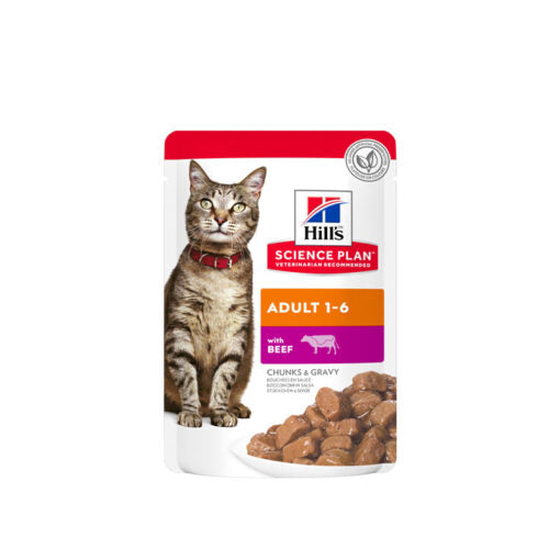 Hill's Science Plan Adult Wet Cat Food Beef Pouches (12x85g)