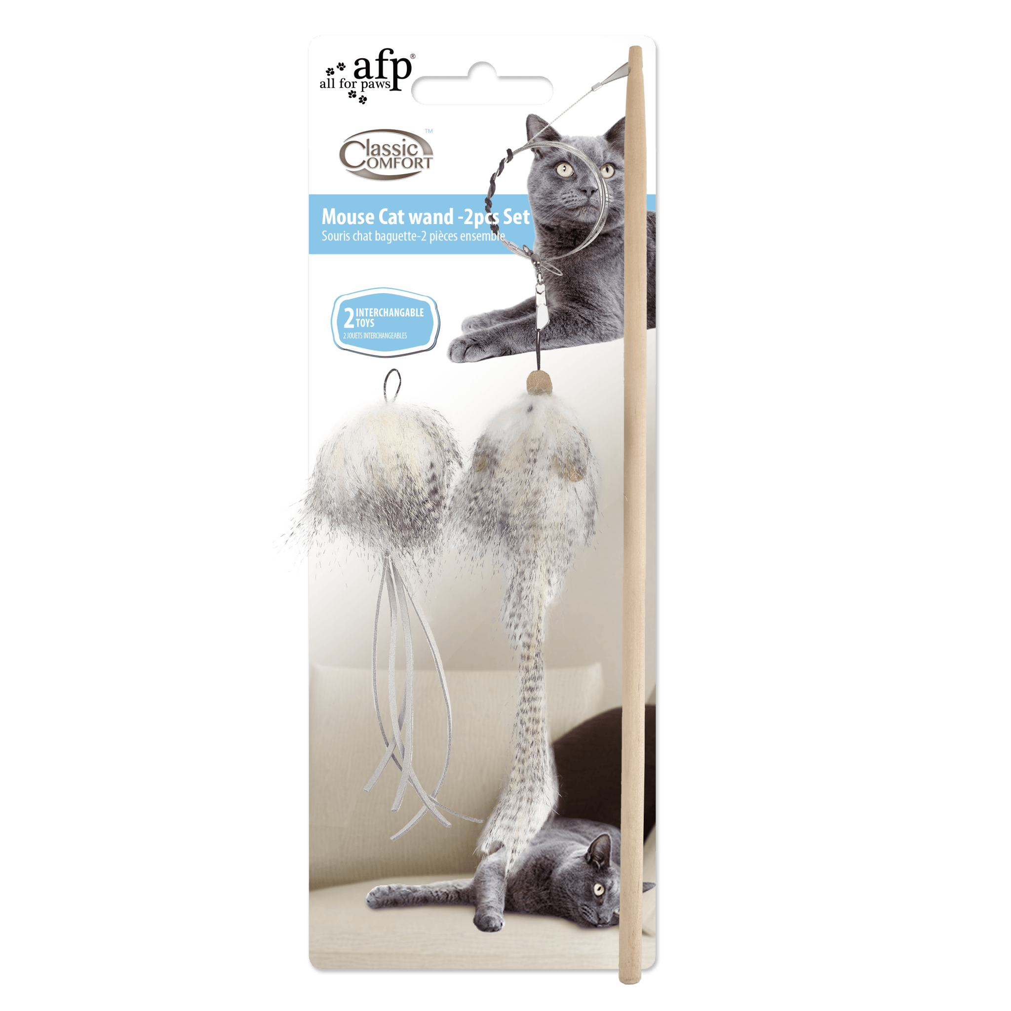 All for Paws Classic Comfort - Mouse Cat Wand - Set