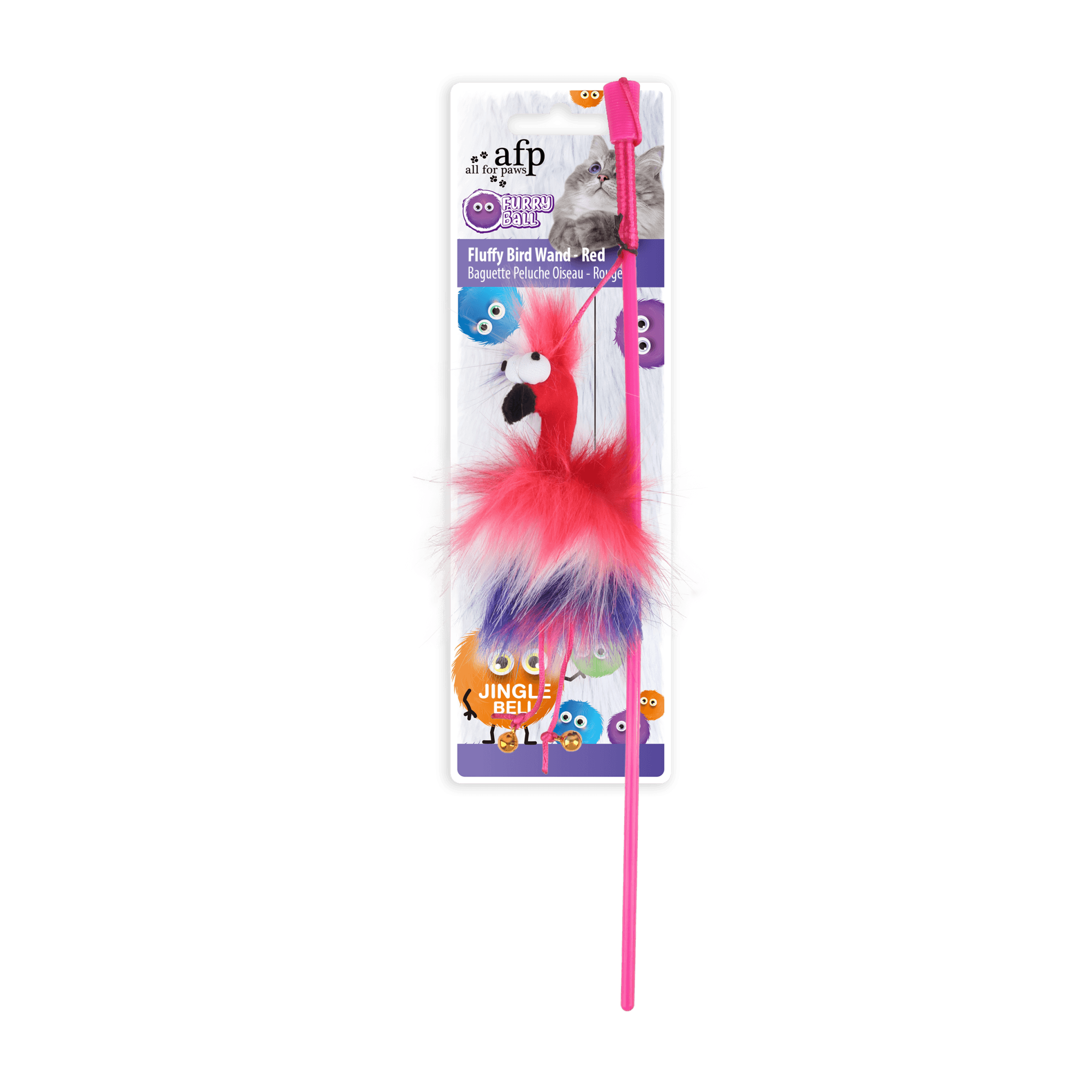 All for Paws Furry Ball - Fluffy Bird Wand - Cat Toy