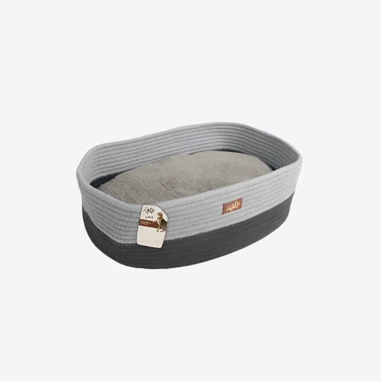 All For Paws Oval Rope Cat Bed Grey