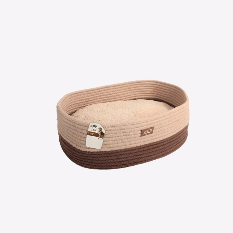 All For Paws Oval Rope Cat Bed Tan