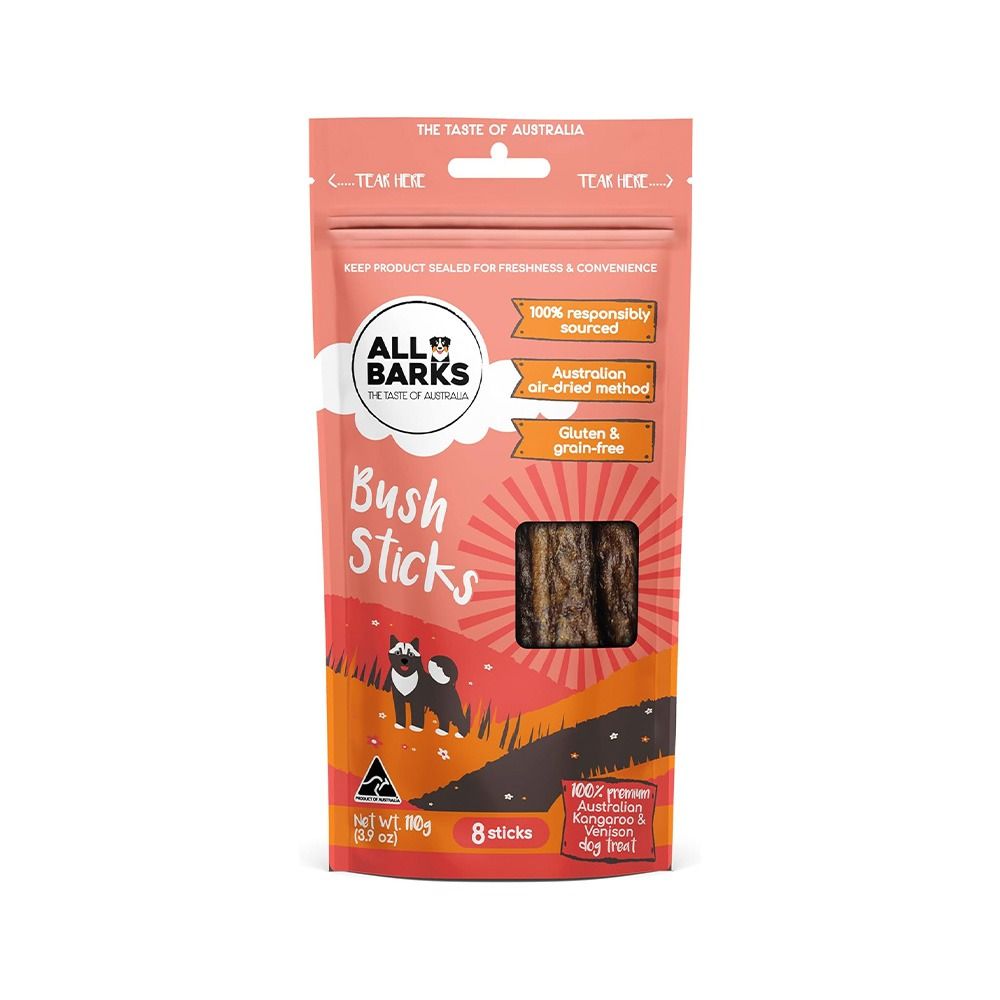All Barks Bush Sticks Kangaroo and Venison Dog Treats - 110 g