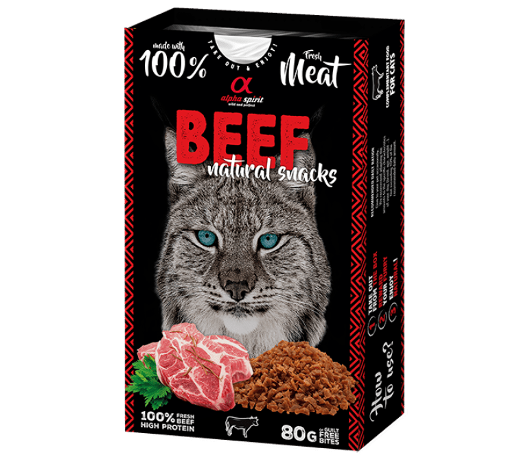 Alpha Spirit Natural Snacks for Cats - Beef 80g