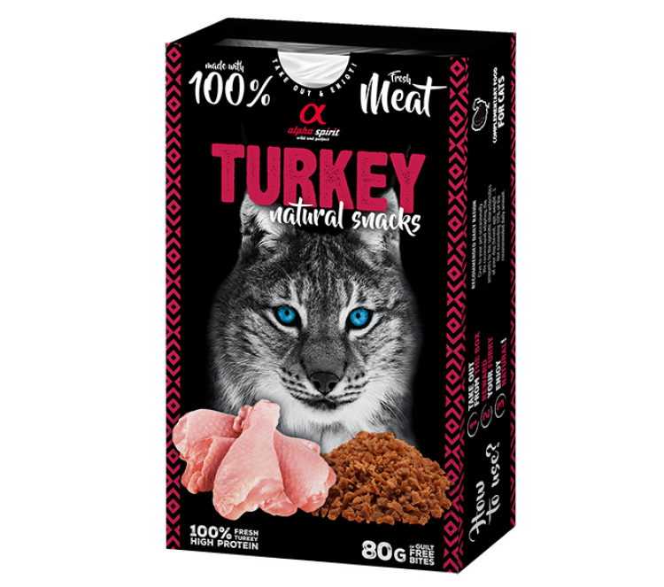 Alpha Spirit Natural Snacks for Cats - Turkey 80g