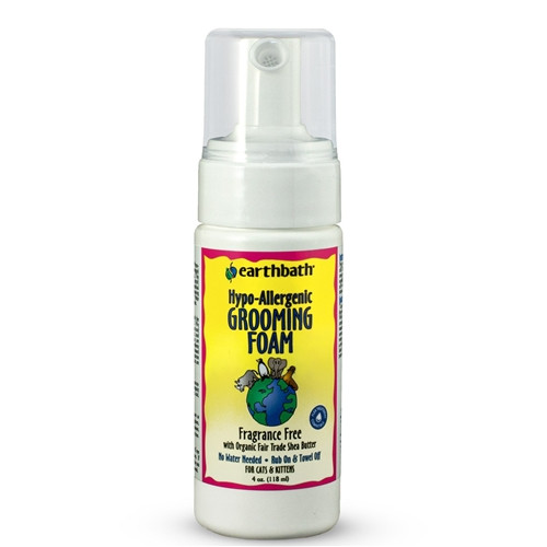 Earthbath Waterless Grooming Foam for Cats & Kittens, Hypo-Allergenic & Fragrance Free 4 oz