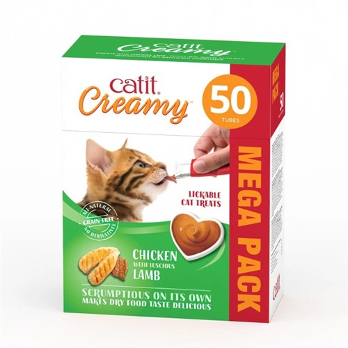 Catit Creamy Treats Mega Pack Chicken with Lamb, 50 tubes/box