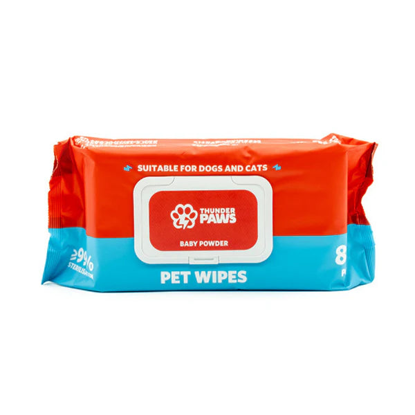Thunder Paws Baby Powder Sanitary Pet Wipes Suitable for Cats and Dogs - 80 pcs