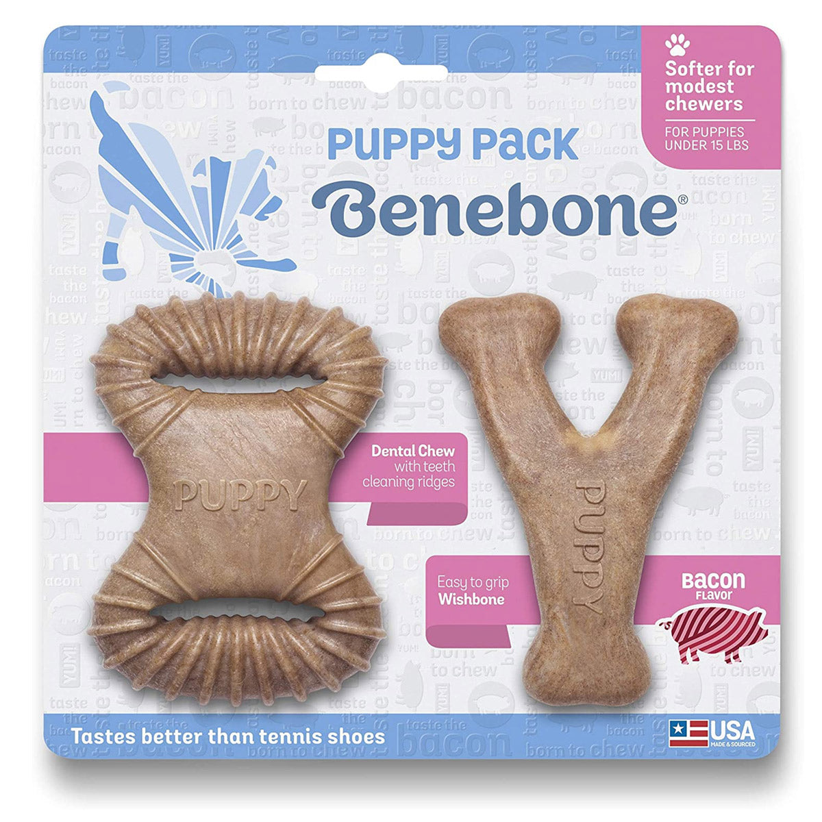 BENEBONE Puppy 2-Pack Dental Chew/Wishbone Tiny (Bacon)