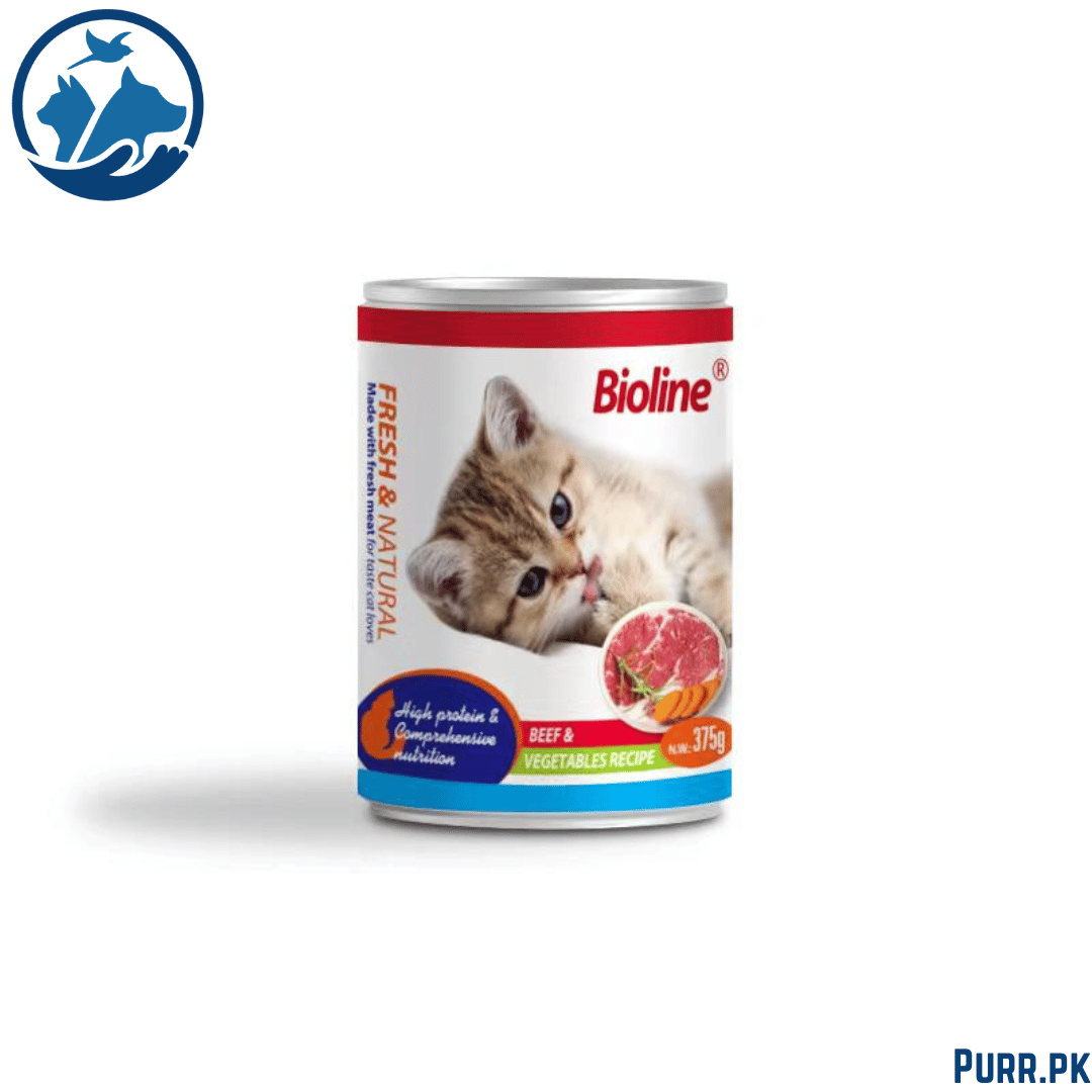 Bioline Adult Cat Wet Food Beef &amp; Vegetables 375 g Canned