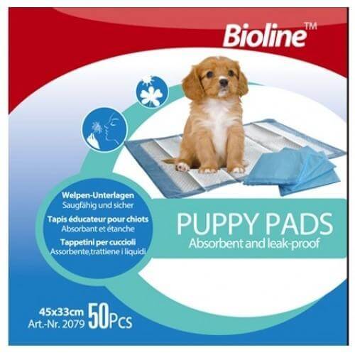 Bioline Puppy Training Pads, Absorbent and Leak-Proof Puppy Training Pads, 45x33cm, 50 pcs