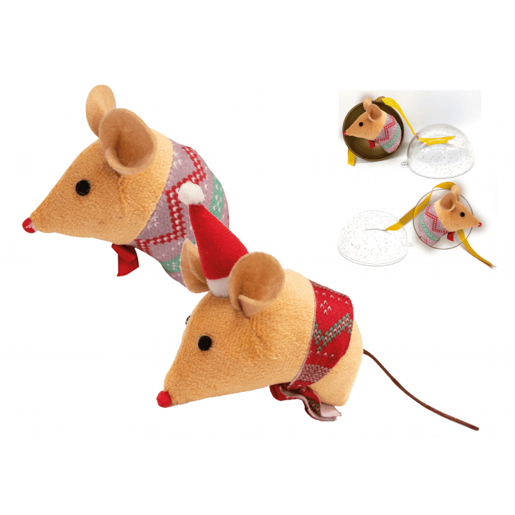 BOBBY Christmas Cat Toy Holiday Mouse -9 CM
