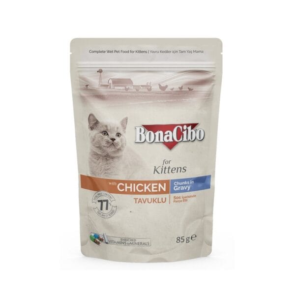 BonaCibo Kitten Chicken Gravy Wet Food 85g