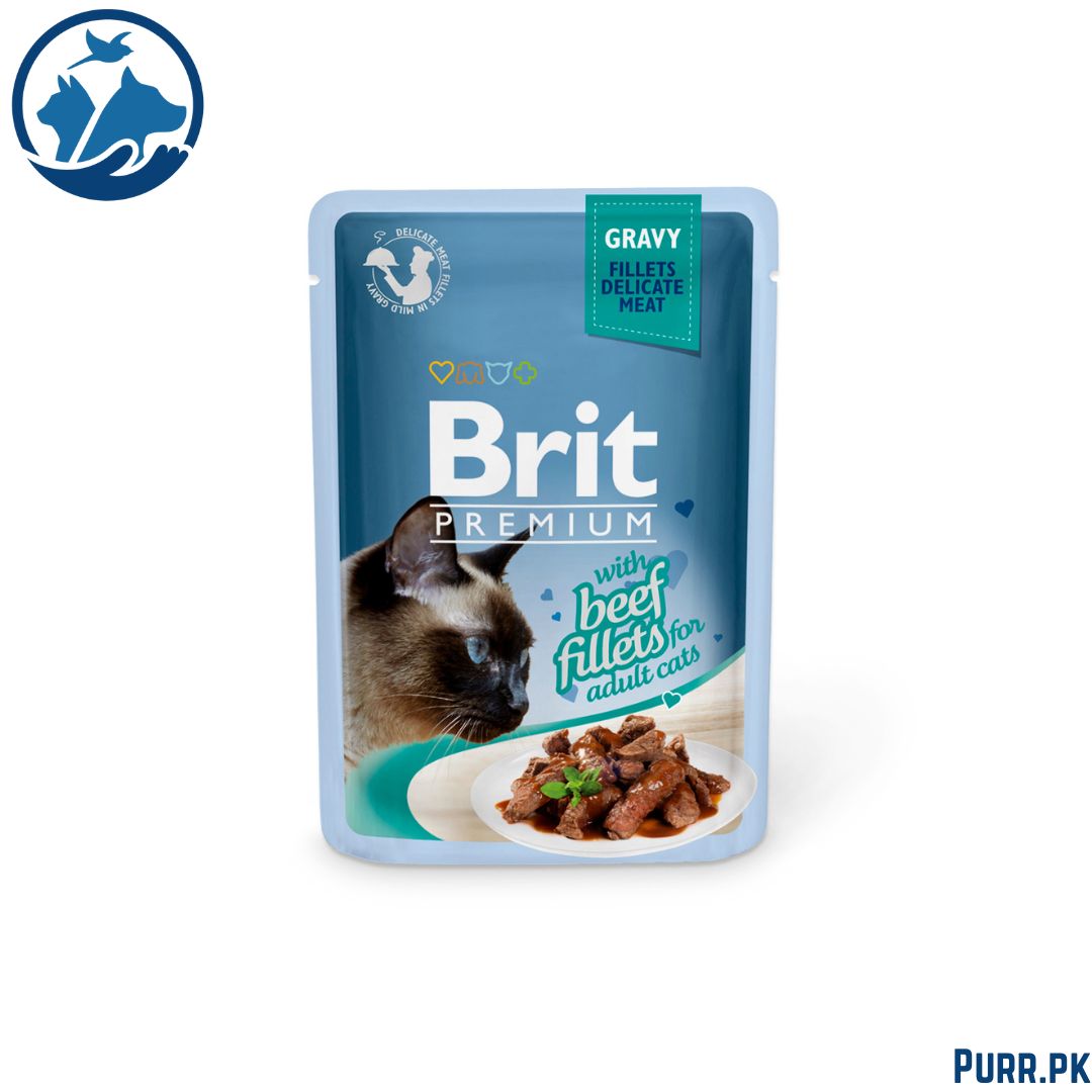 Brit Premium Cat Pouch with Beef Fillets in Gravy for Adult Cats