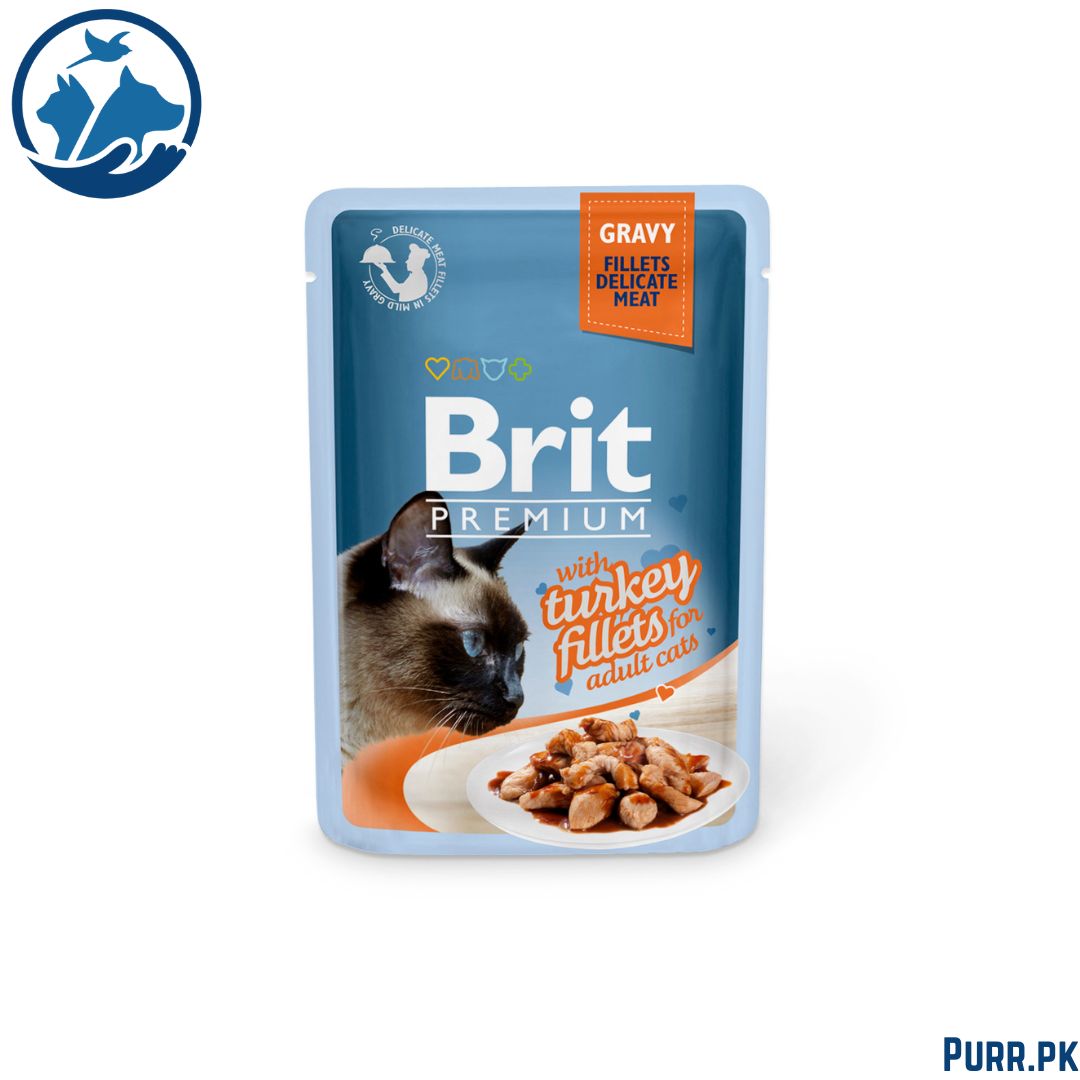 Brit Premium Cat Pouch with Turkey Fillets in Gravy for Adult Cats