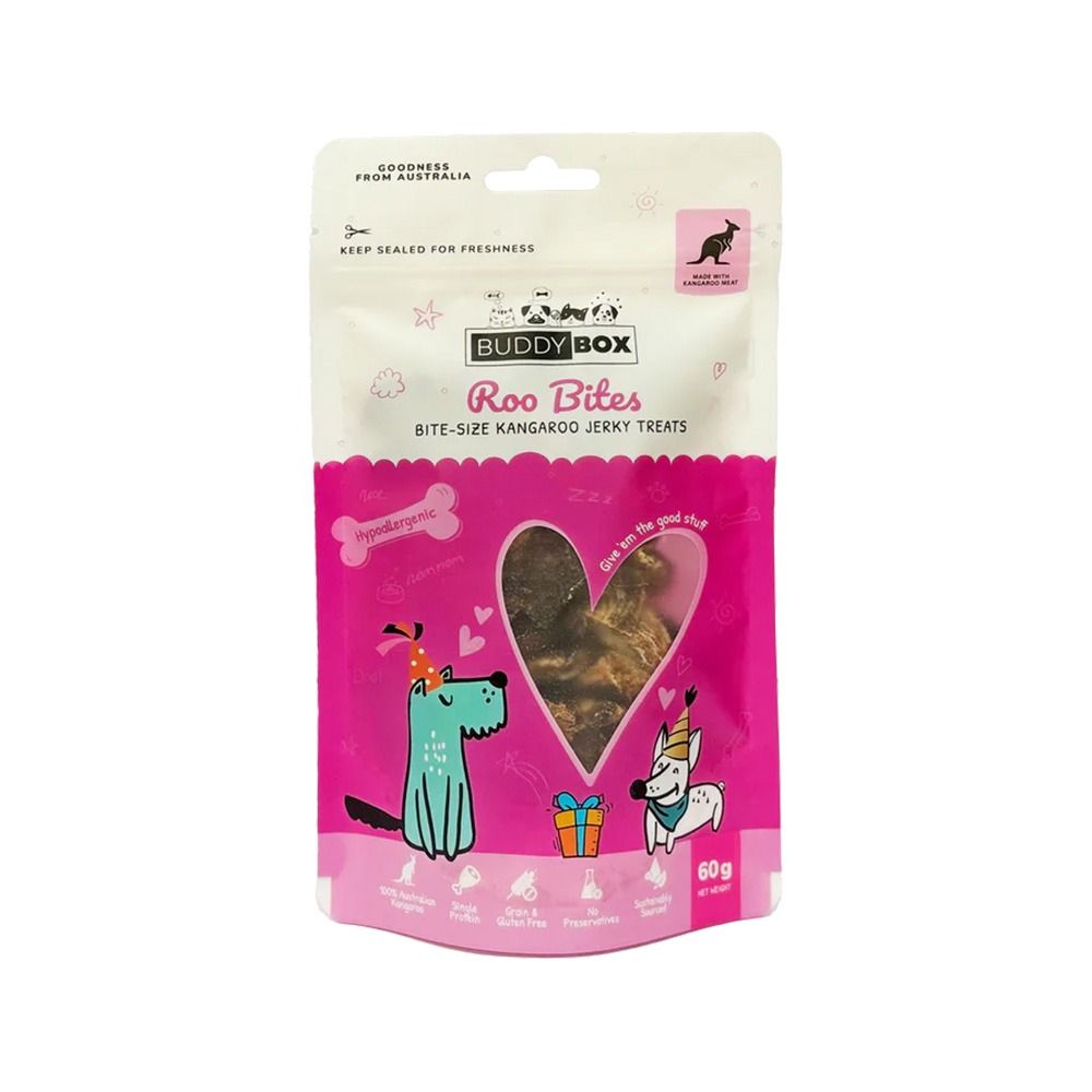 BuddyBox Roo Bites Bite-Size Kangaroo Jerky Treats Dog Treats - 60 g
