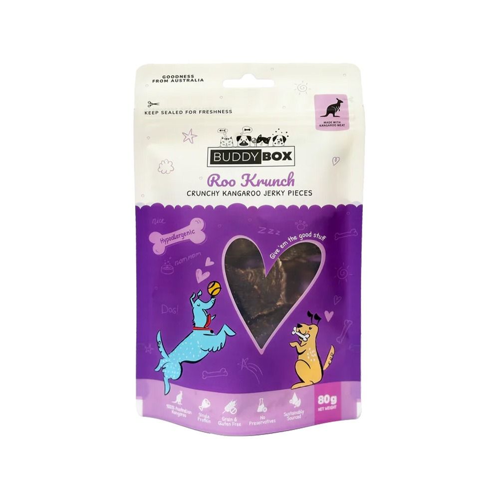 BuddyBox Roo Krunch Crunchy Kangaroo Jerky Pieces Dog Treats - 80 g