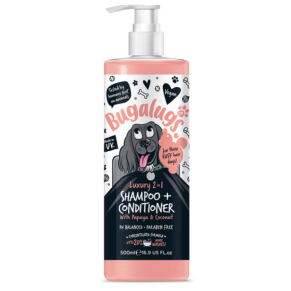 BUGALUGS Luxury 2 in 1 Papapya & Coconut Dog Shampoo (500ml)