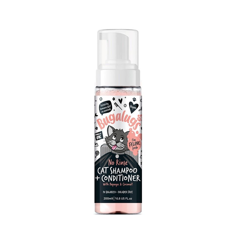 Bugalugs 2 in 1 Papaya and Coconut No Rinse Shampoo for Cats - 200 ml