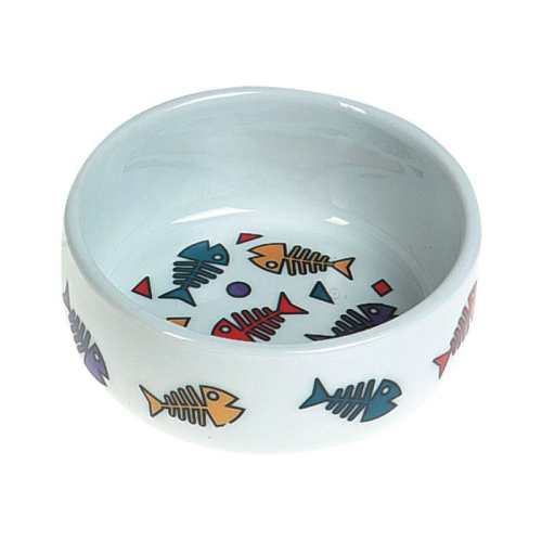 CAT DISH PORCELAIN COLOR FISH SM
