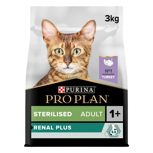 PRO PLAN STERILISED ADULT RENAL PLUS DRY CAT FOOD WITH TURKEY, 3 KG