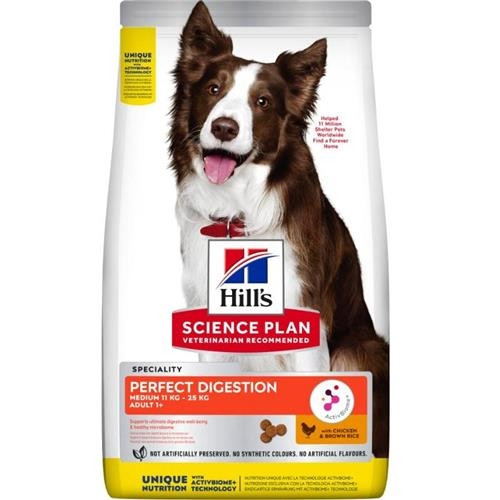 Hill’s Science Plan Perfect Digestion Medium Adult 1+ Dog Food with Chicken and Brown Rice (14kg)