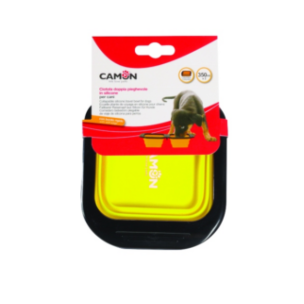 Camon Folding, Square and Silicone Double Bowl Small 2X350Ml