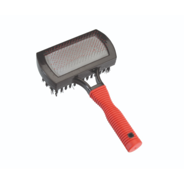 Camon Plastic Double Slicker Brush with Soft Grip Handle