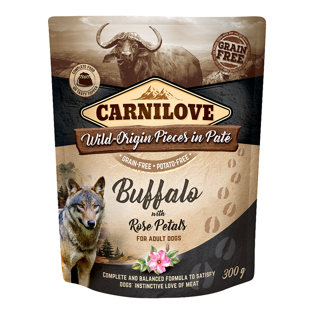 Carnilove Buffalo with Rose Blossom for Adult Dogs (Wet Food Pouches) 12x300g