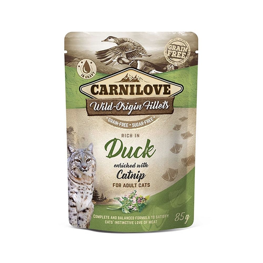 Carnilove Duck Enriched with Catnip Cat Food Pouch - 85 g - Pack of 12