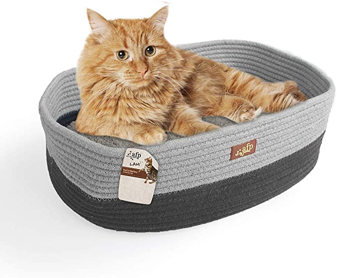 Lamb Oval Super Soft Cat Bed, Gray