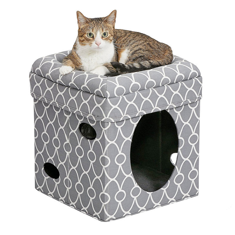 Curious Cat Cube Grey