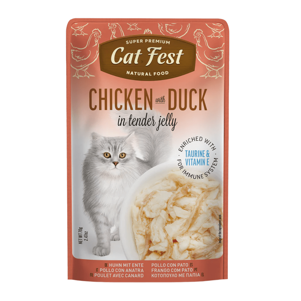 Cat Fest Chicken With Duck In Tender Jelly For Cats - 12x70g