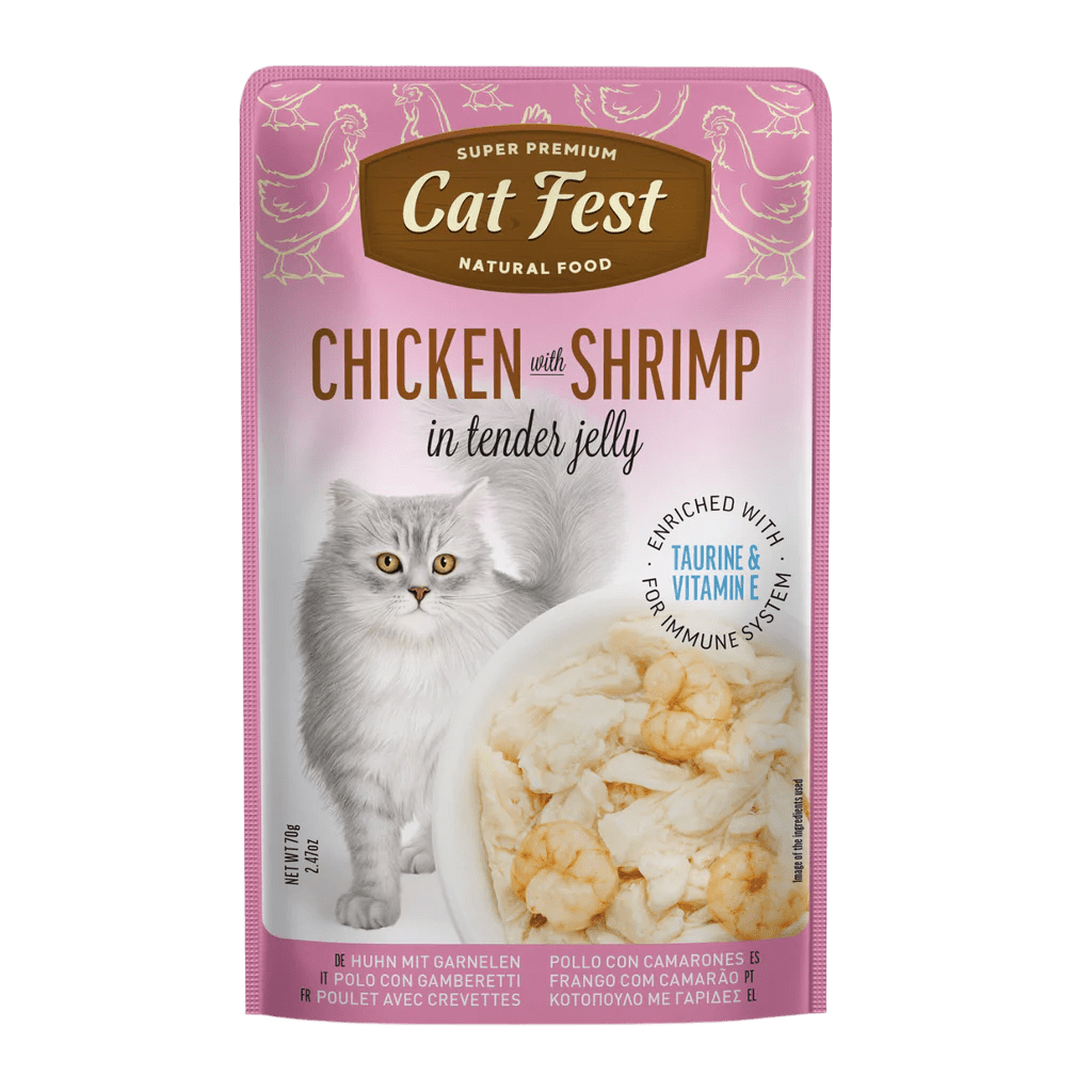 Cat Fest Chicken With Shrimp In Tender Jelly For Cats - 12x70g