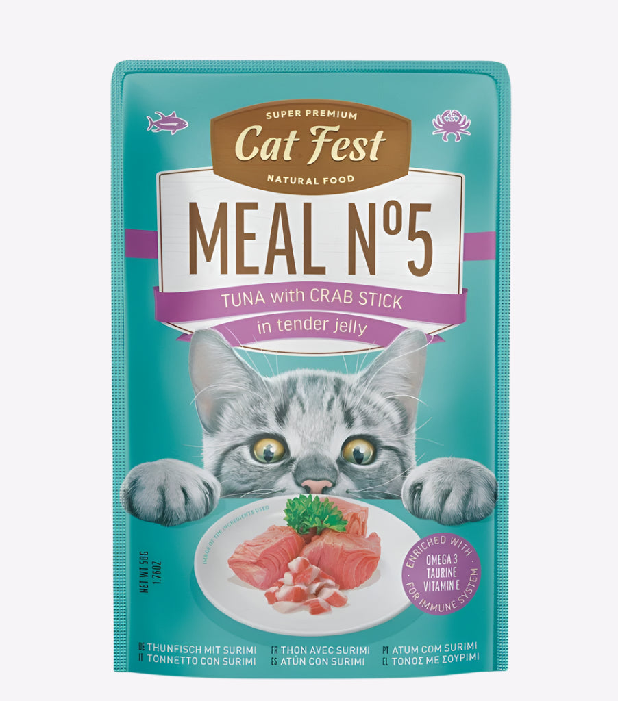 Cat Fest Meal No 5 Cat Food in Jelly-Tuna With Crab Stick - 12x50g