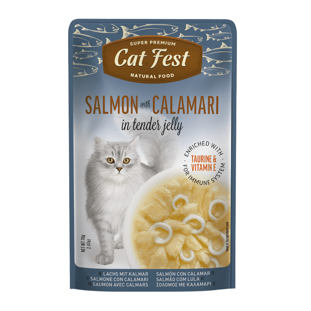 Cat Fest Salmon With Calamari In Tender Jelly For Cats - 12x70g